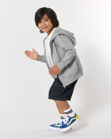 Mini Cultivator 2.0 - Der Iconic Kinder-Zip-Hoodie - Heather Grey - 5-6/110-116cm bedrucken, Art.-Nr. STSK182C25005