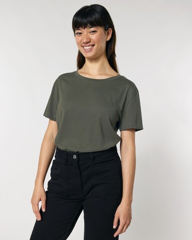 Stella Serena - Das Damen-T-Shirt mit weitem Rundhalsausschnitt - Khaki - XS bedrucken, Art.-Nr. STTW173C223XS Stella Serena - Das Damen-T-Shirt mit weitem Rundhalsausschnitt - Khaki - XS bedrucken, Art.-Nr. STTW173C223XS