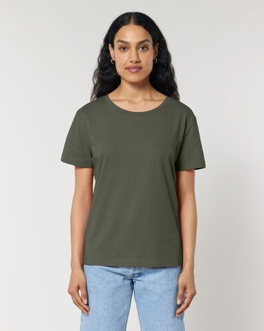 Stella Serena - Das Damen-T-Shirt mit weitem Rundhalsausschnitt - Khaki - XS bedrucken, Art.-Nr. STTW173C223XS Stella Serena - Das Damen-T-Shirt mit weitem Rundhalsausschnitt - Khaki - XS bedrucken, Art.-Nr. STTW173C223XS
