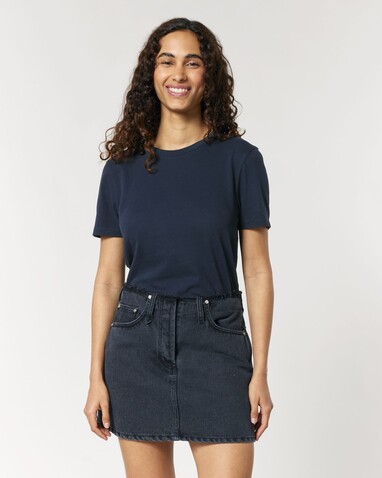 Stella Ella - Das kurze Fitted Damen-T-Shirt - French Navy - XL bedrucken, Art.-Nr. STTW174C7271X