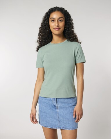 Stella Ella - Das kurze Fitted Damen-T-Shirt - Aloe - XXL bedrucken, Art.-Nr. STTW174C0892X Stella Ella - Das kurze Fitted Damen-T-Shirt - Aloe - XXL bedrucken, Art.-Nr. STTW174C0892X