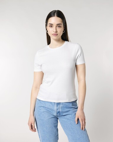 Stella Ella - Das kurze Fitted Damen-T-Shirt - White - S bedrucken, Art.-Nr. STTW174C0011S