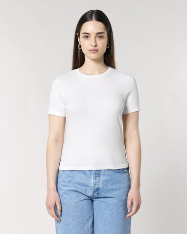Stella Ella - Das kurze Fitted Damen-T-Shirt - White - XL bedrucken, Art.-Nr. STTW174C0011X Stella Ella - Das kurze Fitted Damen-T-Shirt - White - XL bedrucken, Art.-Nr. STTW174C0011X