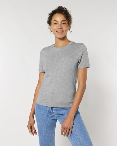 Stella Ella - Das kurze Fitted Damen-T-Shirt - Heather Grey - L bedrucken, Art.-Nr. STTW174C2501L