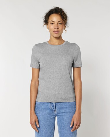 Stella Ella - Das kurze Fitted Damen-T-Shirt - Heather Grey - L bedrucken, Art.-Nr. STTW174C2501L