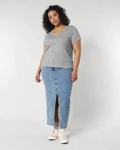 Stella Isla - Das Damen-T-Shirt mit V-Ausschnitt - Heather Grey - S bedrucken, Art.-Nr. STTW176C2501S