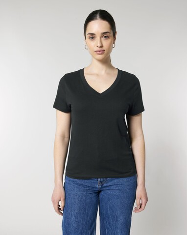 Stella Isla - Das Damen-T-Shirt mit V-Ausschnitt - Black - XL bedrucken, Art.-Nr. STTW176C0021X