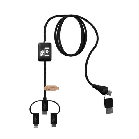 SCX.design C48 CarPlay 5-in-1 Ladekabel mit Leuchtlogo, schwarz bedrucken, Art.-Nr. 2PX12190