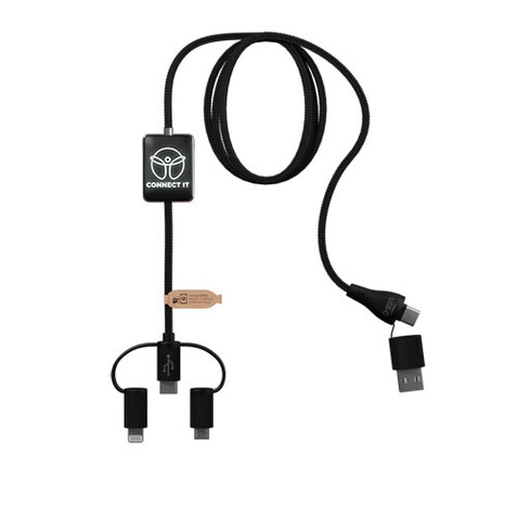 SCX.design C48 CarPlay 5-in-1 Ladekabel mit Leuchtlogo, schwarz bedrucken, Art.-Nr. 2PX12190