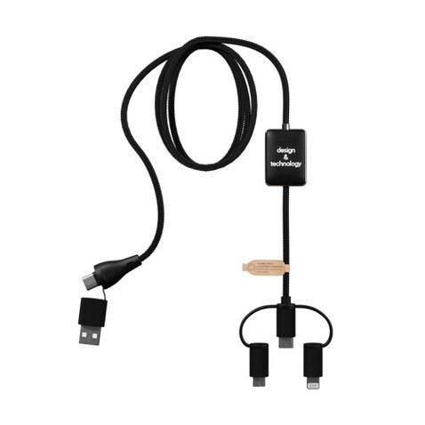 SCX.design C48 CarPlay 5-in-1 Ladekabel mit Leuchtlogo, schwarz bedrucken, Art.-Nr. 2PX12190