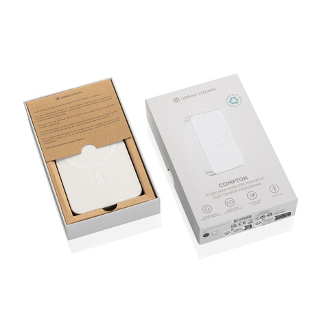Urban Vitamin Compton 10000mAh Powerbank aus RCS Plastik/Alu silber bedrucken, Art.-Nr. P322.842