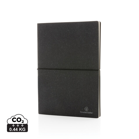 A5 Notizbuch aus GRS recyceltem Leder grau bedrucken, Art.-Nr. P772.212