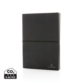 A5 Notizbuch aus GRS recyceltem Leder grau bedrucken, Art.-Nr. P772.212