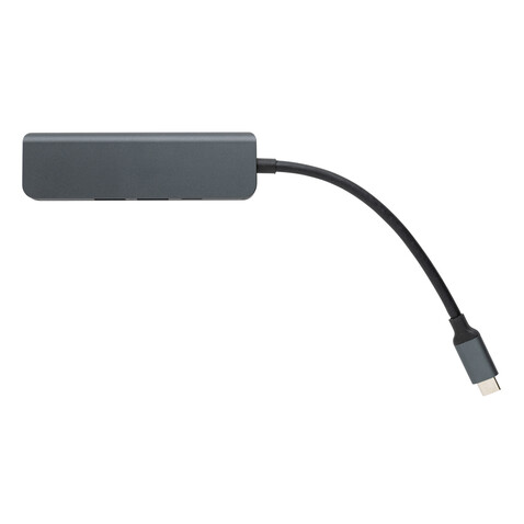 Terra Hub aus RCS recyceltem Aluminium mit HDMI-Input grau bedrucken, Art.-Nr. P308.652