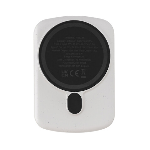 MagBoost 5.000mAh magnetische Powerbank aus RCS rec. Plastik weiß bedrucken, Art.-Nr. P322.413