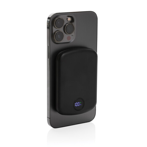 MagBoost 5.000mAh magnetische Powerbank aus RCS rec. Plastik schwarz bedrucken, Art.-Nr. P322.411
