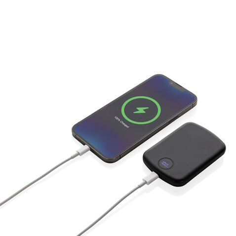 MagBoost 5.000mAh magnetische Powerbank aus RCS rec. Plastik schwarz bedrucken, Art.-Nr. P322.411