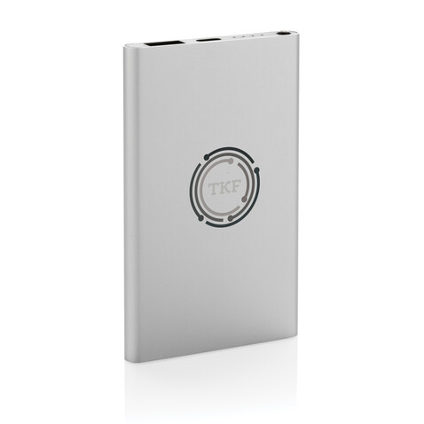 4.000mAh Type-C Powerbank aus RCS recyeltem ABS &amp; Aluminium silber bedrucken, Art.-Nr. P322.422