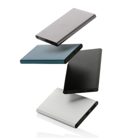 4.000mAh Type-C Powerbank aus RCS recyeltem ABS &amp; Aluminium silber bedrucken, Art.-Nr. P322.422