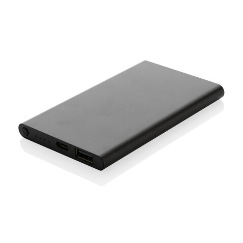 4.000mAh Type-C Powerbank aus RCS recyeltem ABS &amp; Aluminium schwarz bedrucken, Art.-Nr. P322.421