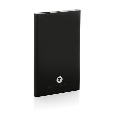 4.000mAh Type-C Powerbank aus RCS recyeltem ABS &amp; Aluminium schwarz bedrucken, Art.-Nr. P322.421