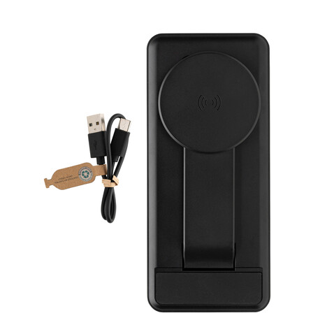 Fenwick 10.000mAh 3-in-1 Powerbank aus RCS recyceltem ABS schwarz bedrucken, Art.-Nr. P322.441