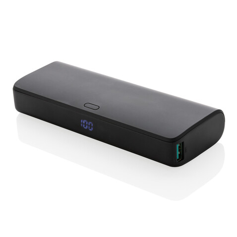 FlashCharge 20.000mAh Fast-Charge Powerbank aus RCS rPlastik schwarz bedrucken, Art.-Nr. P322.481