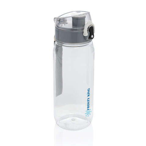 Yide RCS rPET verschließbare Wasserflasche 600ml transparent bedrucken, Art.-Nr. P437.000