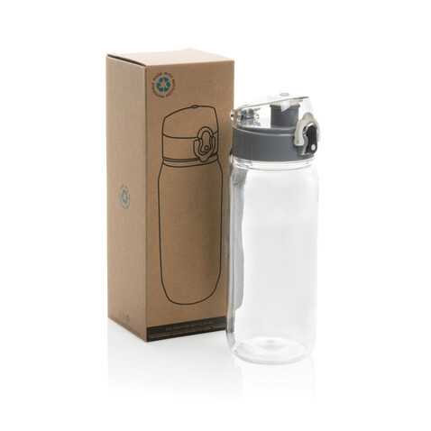 Yide RCS rPET verschließbare Wasserflasche 600ml transparent bedrucken, Art.-Nr. P437.000