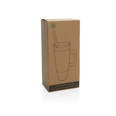 Tana Becher aus RCS recyceltem Kunststoff mit Griff 750ml weiß bedrucken, Art.-Nr. P437.103