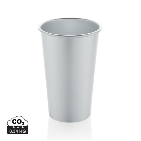 Alo Leight-Weight-Becher aus RCS recyceltem Aluminium 450ml silber bedrucken, Art.-Nr. P437.202