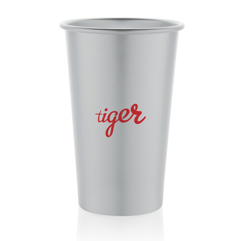 Alo Leight-Weight-Becher aus RCS recyceltem Aluminium 450ml silber bedrucken, Art.-Nr. P437.202