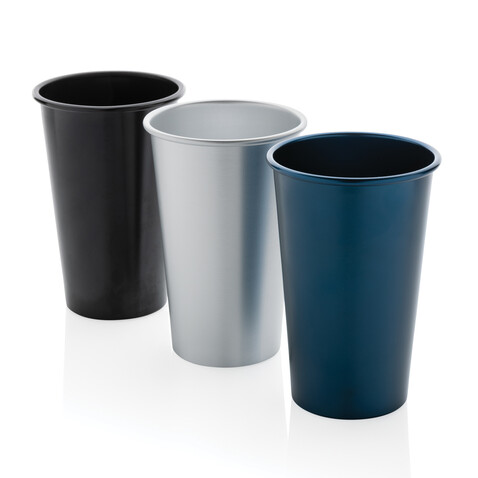 Alo Leight-Weight-Becher aus RCS recyceltem Aluminium 450ml silber bedrucken, Art.-Nr. P437.202