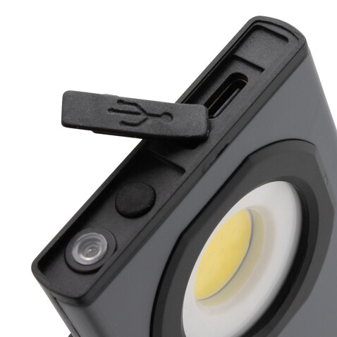 Gear X USB-Taschenlampe aus RCS rKunststoff mit 260 Lumen grau, schwarz bedrucken, Art.-Nr. P513.242