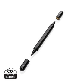 Swiss Peak Storm Dual-Tip-Pen aus RCS recyceltem Aluminum schwarz bedrucken, Art.-Nr. P611.251