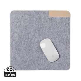 VINGA Albon Mauspad aus GRS recyceltem Filz grau bedrucken, Art.-Nr. V300022