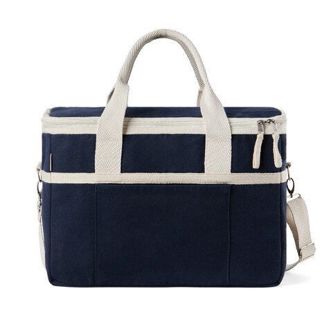 VINGA Volonne AWARE™ Kühlkorb aus recyceltem Canvas blau, off white bedrucken, Art.-Nr. V422105