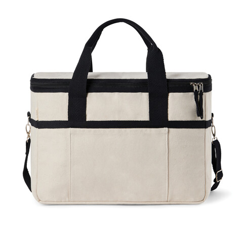 VINGA Volonne AWARE™ Kühlkorb aus recyceltem Canvas off white, schwarz bedrucken, Art.-Nr. V422103