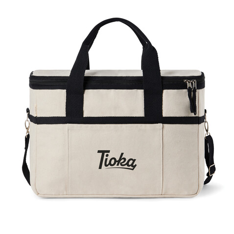 VINGA Volonne AWARE™ Kühlkorb aus recyceltem Canvas off white, schwarz bedrucken, Art.-Nr. V422103