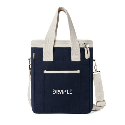 VINGA Volonne AWARE™ Kühltasche aus recyceltem Canvas blau, off white bedrucken, Art.-Nr. V422115
