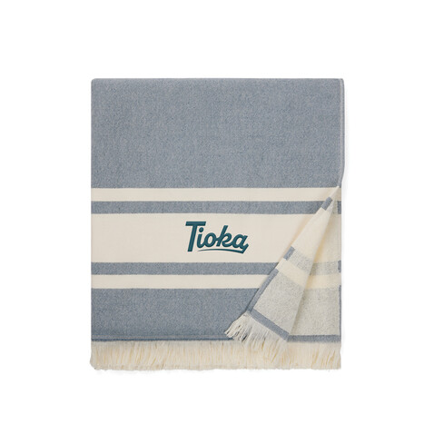 VINGA Tolo Hamam-Frottierhandtuch navy blau, beige bedrucken, Art.-Nr. V450205