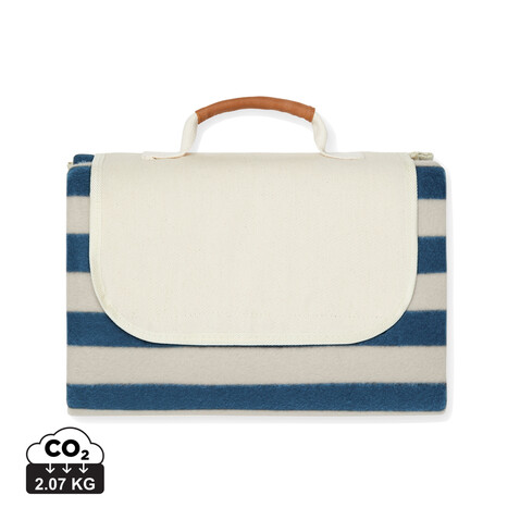 VINGA Alba GRS rPET kleine Picknickdecke navy blau bedrucken, Art.-Nr. V459015