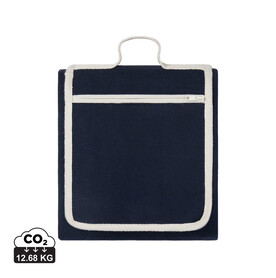 VINGA Volonne AWARE™ Picknickdecke aus recyceltem Canvas blau, off white bedrucken, Art.-Nr. V459115