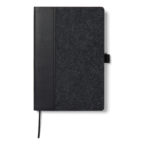 VINGA Albon A5-Notizbuch aus GRS recyceltem Filz schwarz bedrucken, Art.-Nr. V773011 VINGA Albon A5-Notizbuch aus GRS recyceltem Filz schwarz bedrucken, Art.-Nr. V773011
