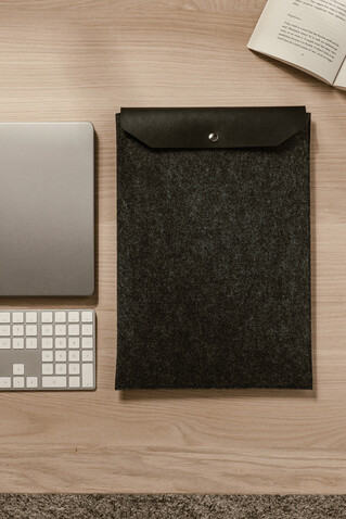 VINGA Albon 17&quot; Laptop-Seeve aus GRS recyceltem Filz schwarz bedrucken, Art.-Nr. V788111