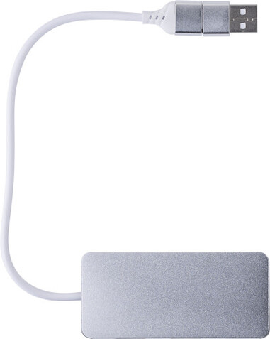 Recycelte Aluminium USB Hub Layton – Silber bedrucken, Art.-Nr. 032999999_1015140