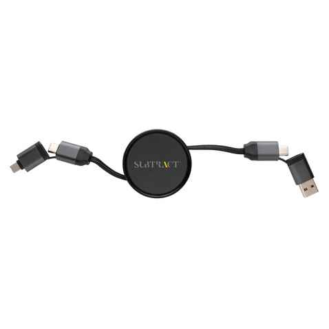 Terra aufrollbares 6-in-1 45W-Kabel aus RCS recyc. Aluminium grau bedrucken, Art.-Nr. P302.752