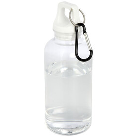 Oregon 400 ml RCS-zertifizierte Trinkflasche aus recyceltem Kunststoff mit Karabiner, weiss bedrucken, Art.-Nr. 10077801