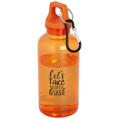 Oregon 400 ml RCS-zertifizierte Trinkflasche aus recyceltem Kunststoff mit Karabiner, orange bedrucken, Art.-Nr. 10077831