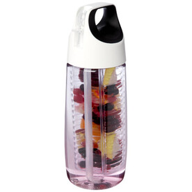 HydroFruit 700 ml Sportflasche aus recyceltem Kunststoff mit Klappdeckel und Trinkhalm, transparent weiss bedrucken, Art.-Nr. 10078401